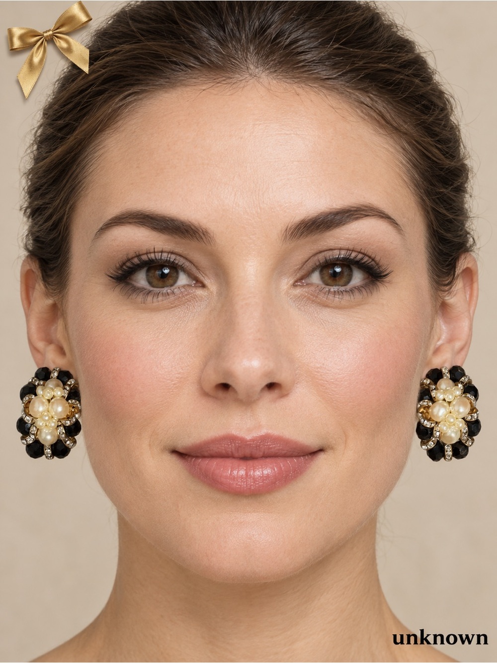 Vintage Black Bead Rhinestone Faux Pearl Clip-On Earrings – 1 ¾” Long